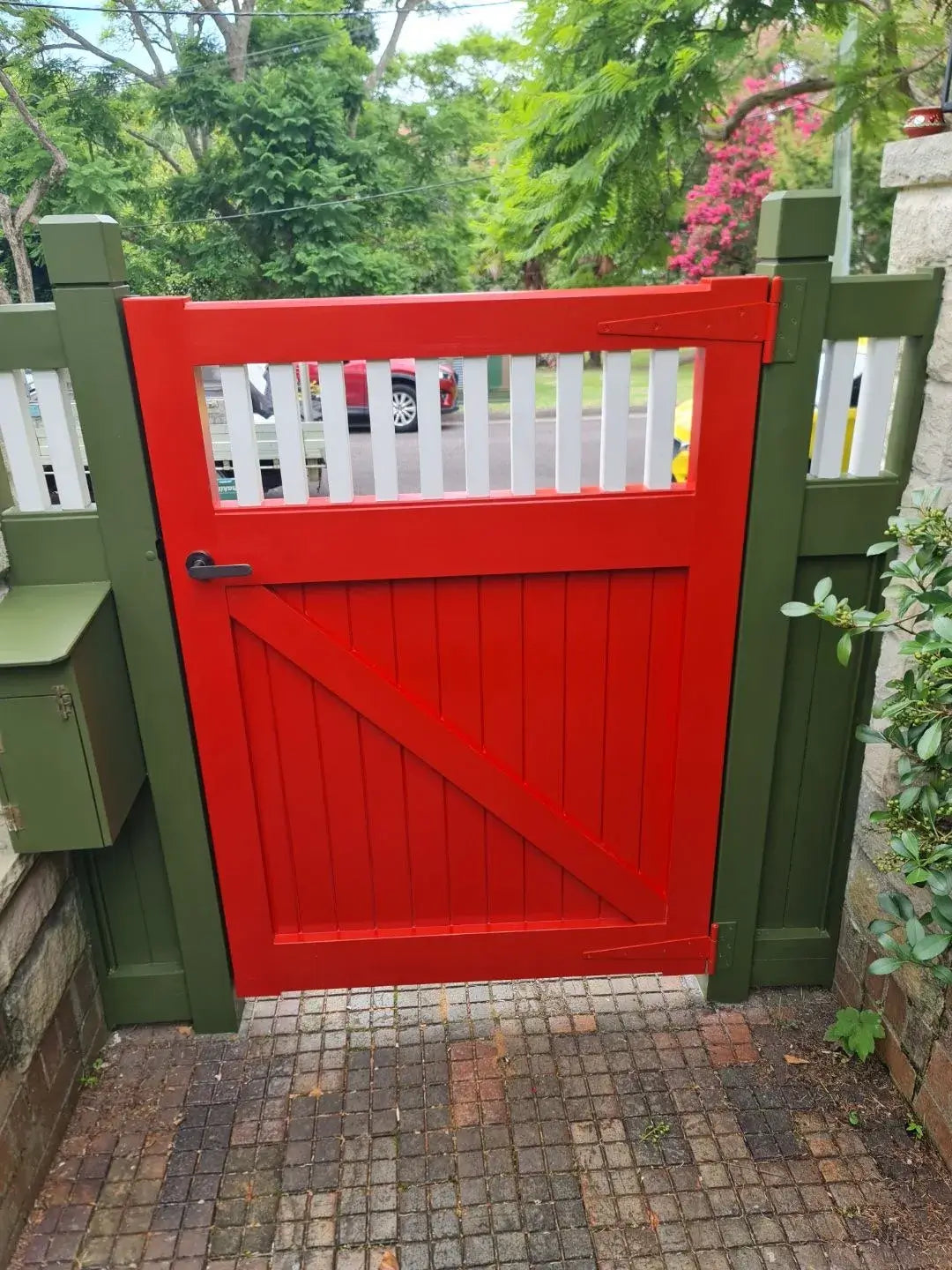 Rear of Buckingham Classic timber gate showing A-frame brace joinery