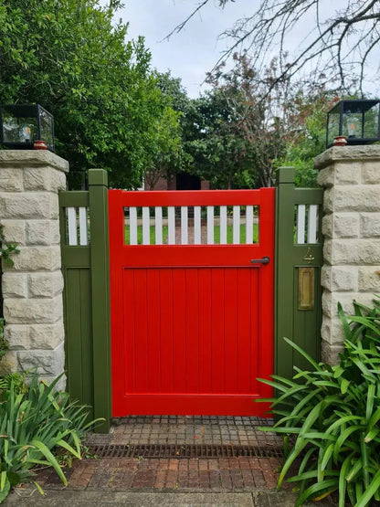 Buckingham Classic timber gate with fine 42mm picket window, custom option