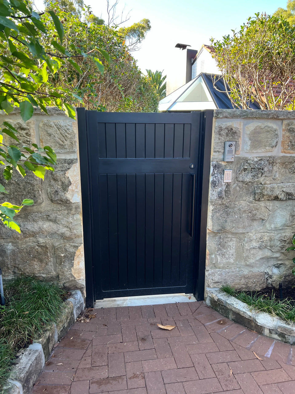 Solid privacy timber pedestrian gate, primed