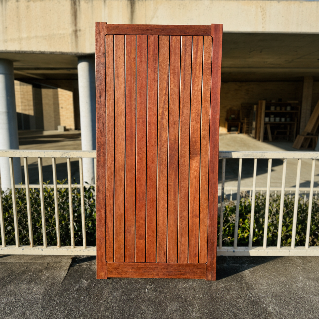 Collaroy solid hardwood Merbau pedestrian gate with flat top and no mid rail