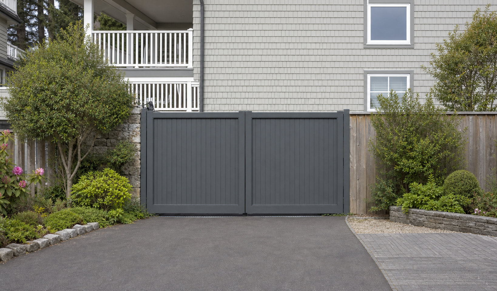 Collaroy solid timber driveway gate with flat top